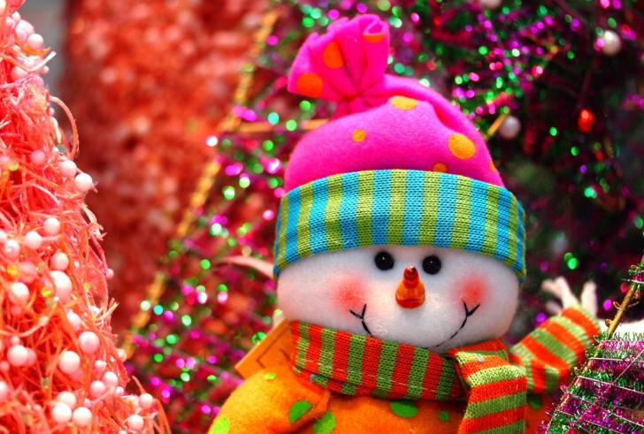 Cute Bright Christmas Snowman Phone Wallpaper