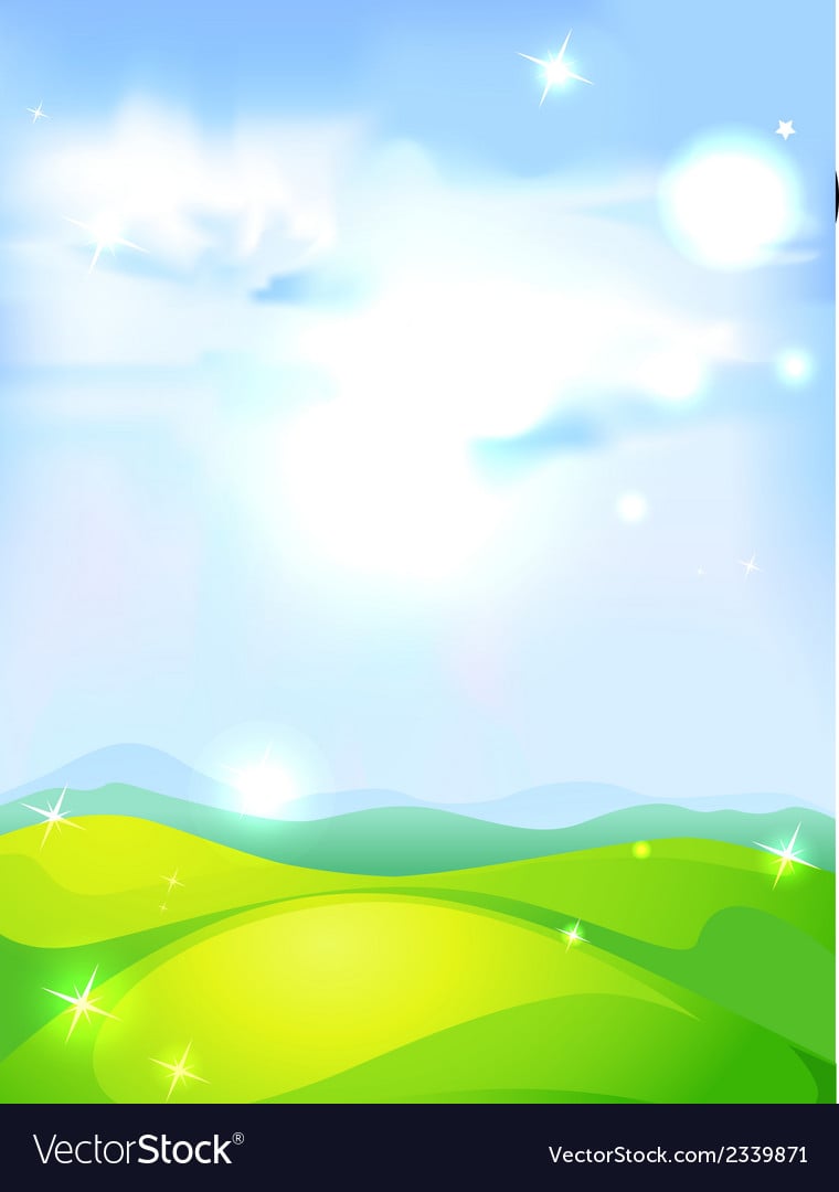 Natural background with blue sky green meadow and Vector Image 760x1080