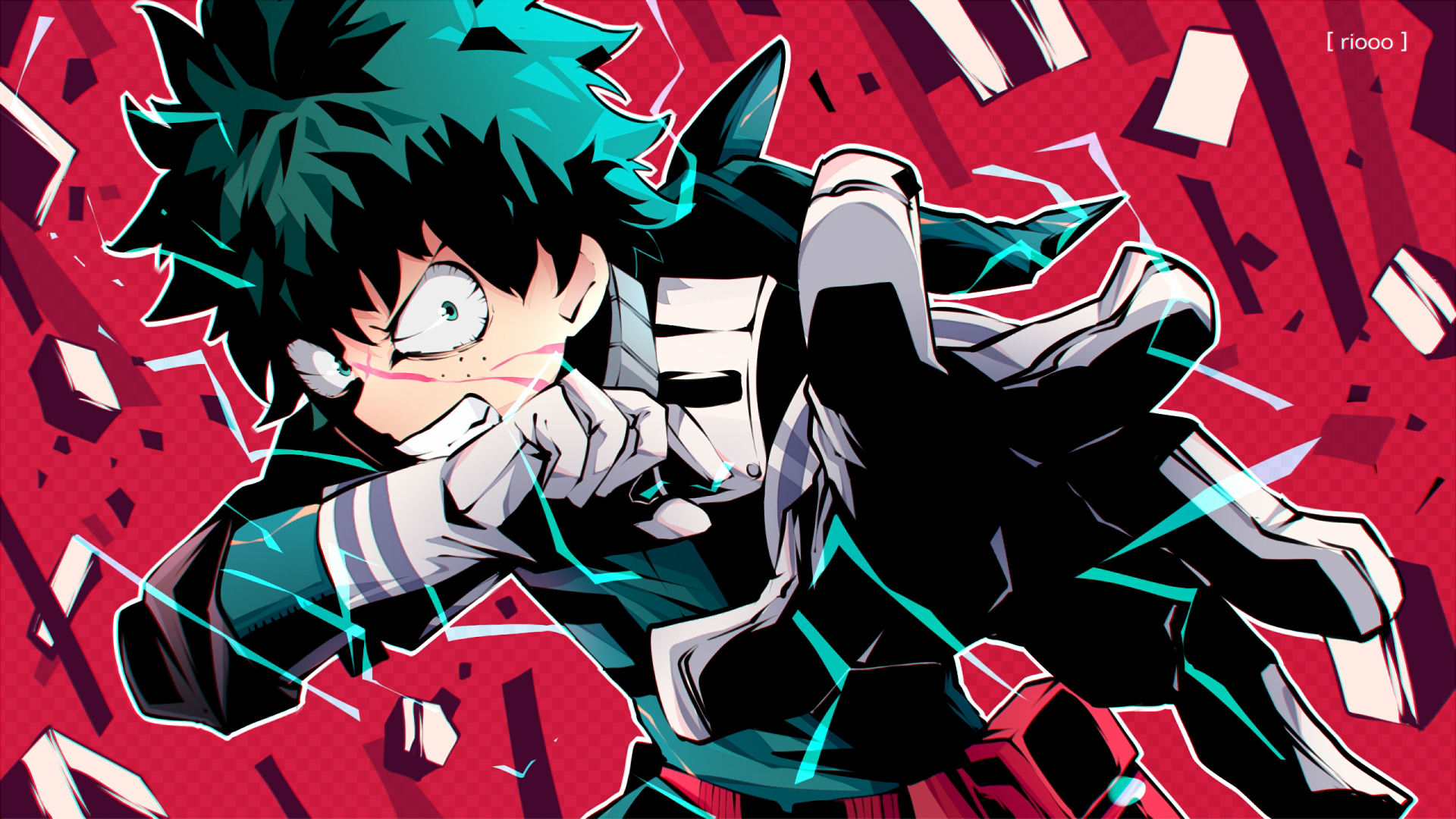 Izuku Midoriya In Action Wallpaper