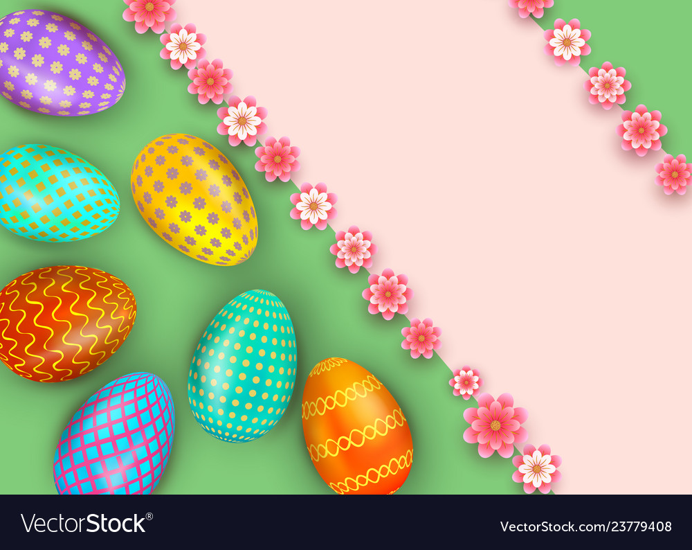 Happy easter abstract background with realistic Vector Image