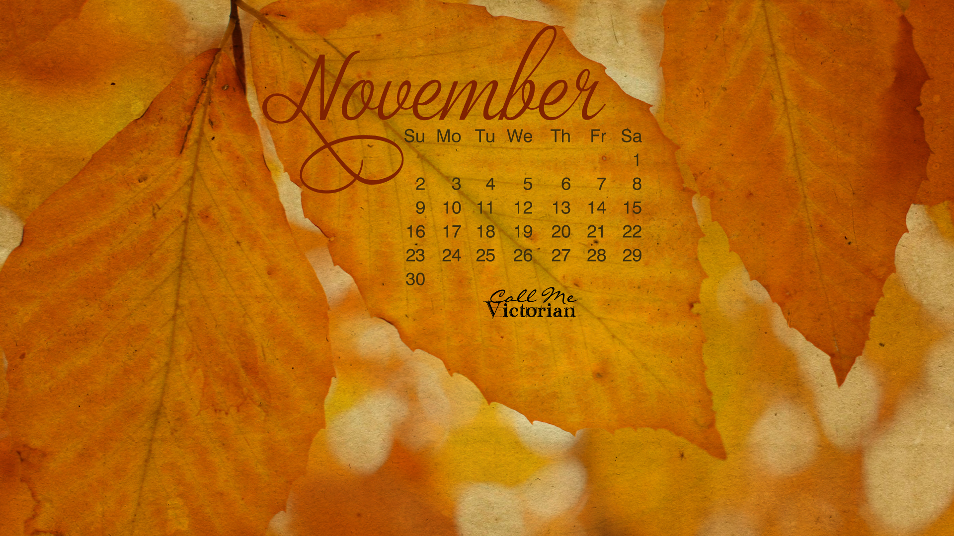 November Desktop Calendar Wallpaper Call Me Victorian