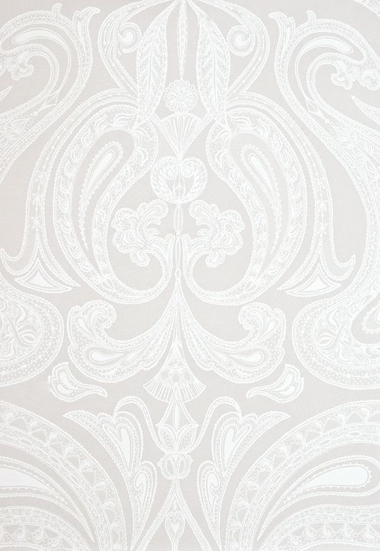 Malabar Wallpaper Light Taupe With Large White Paisley