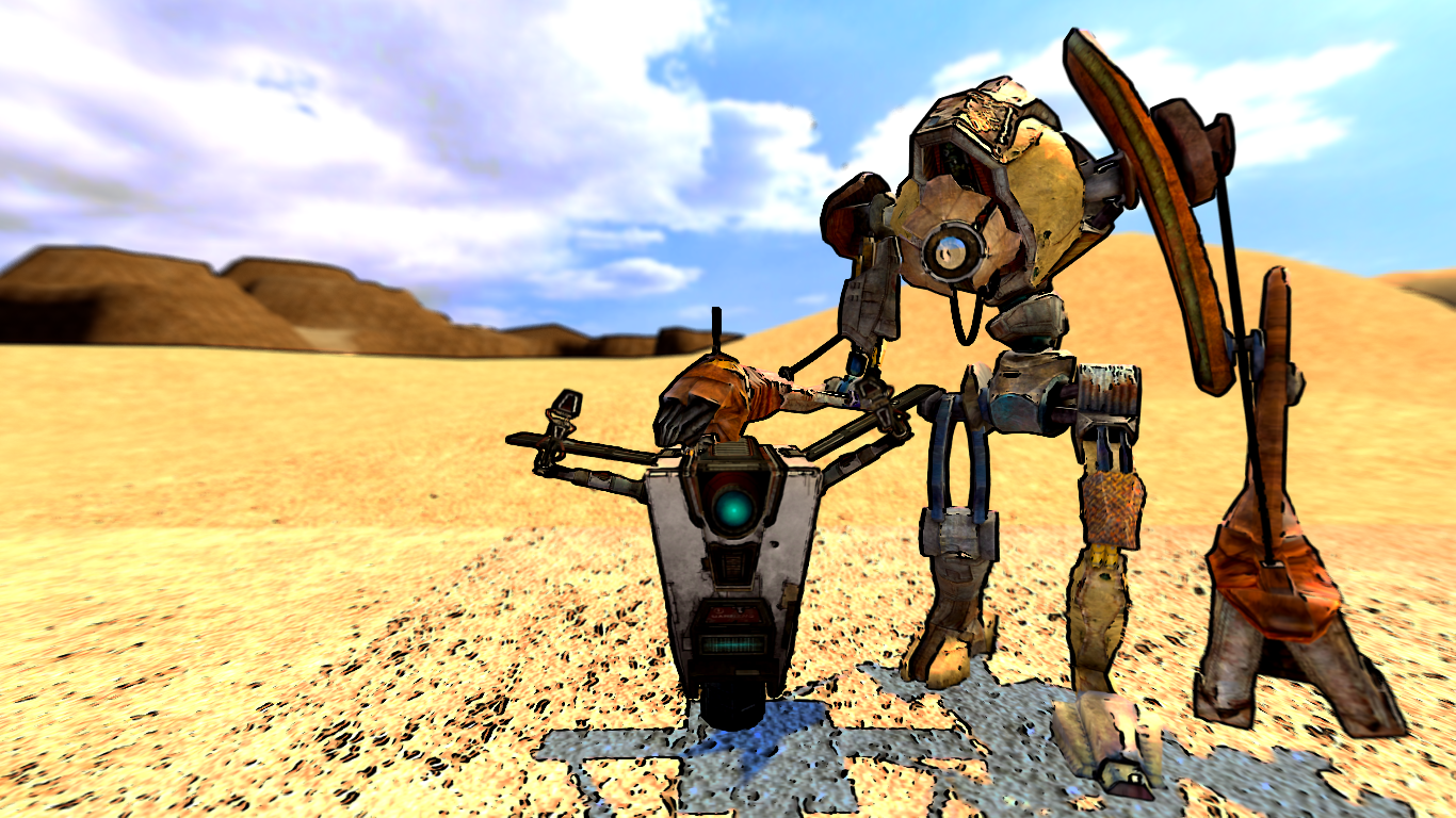Dog and Claptrap wallpaper by Sethial on