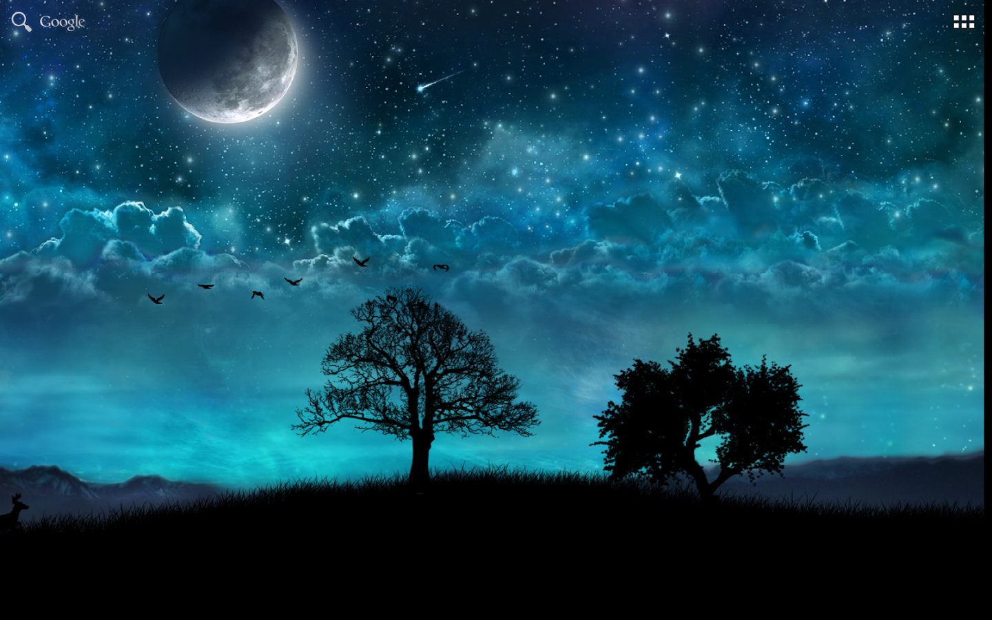 this live wallpaper features a relaxing night scene with dreamy blue