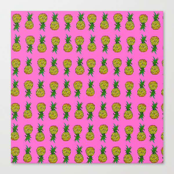 Pineapple On Pink Background Canvas Print by Melissa Polomsky