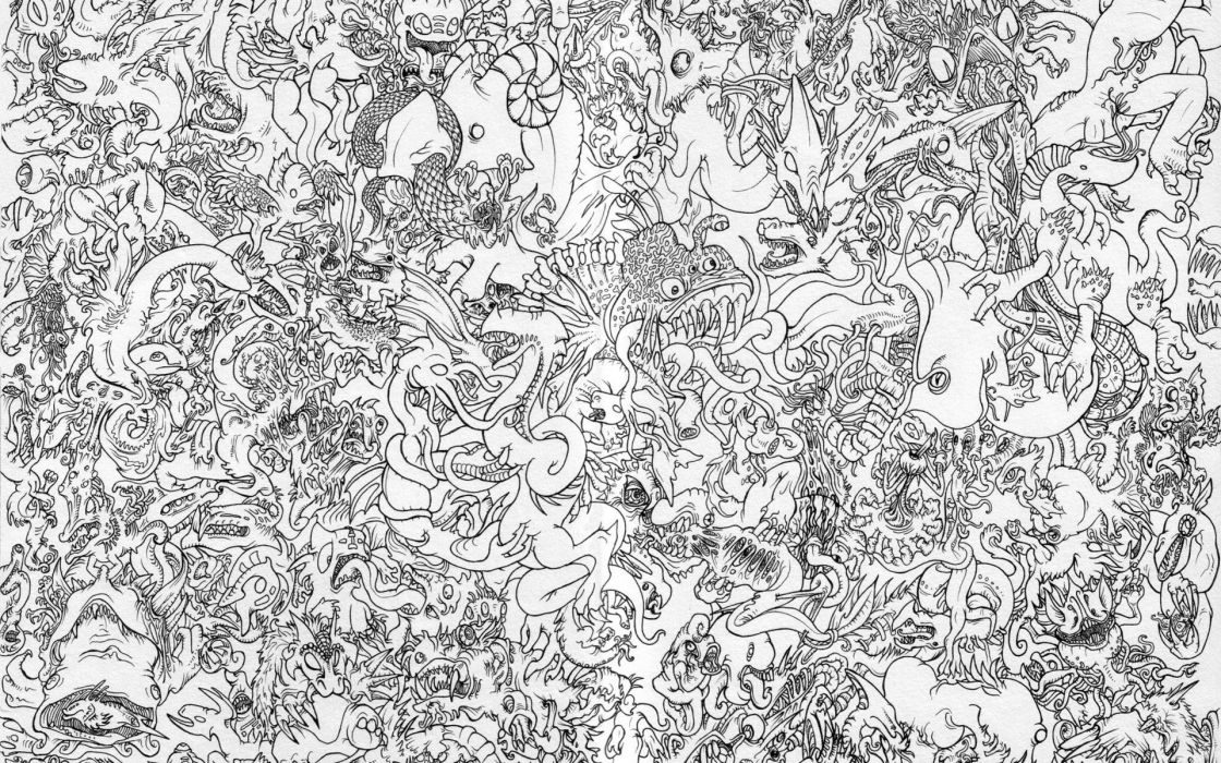 Monsters Drawings Wallpaper