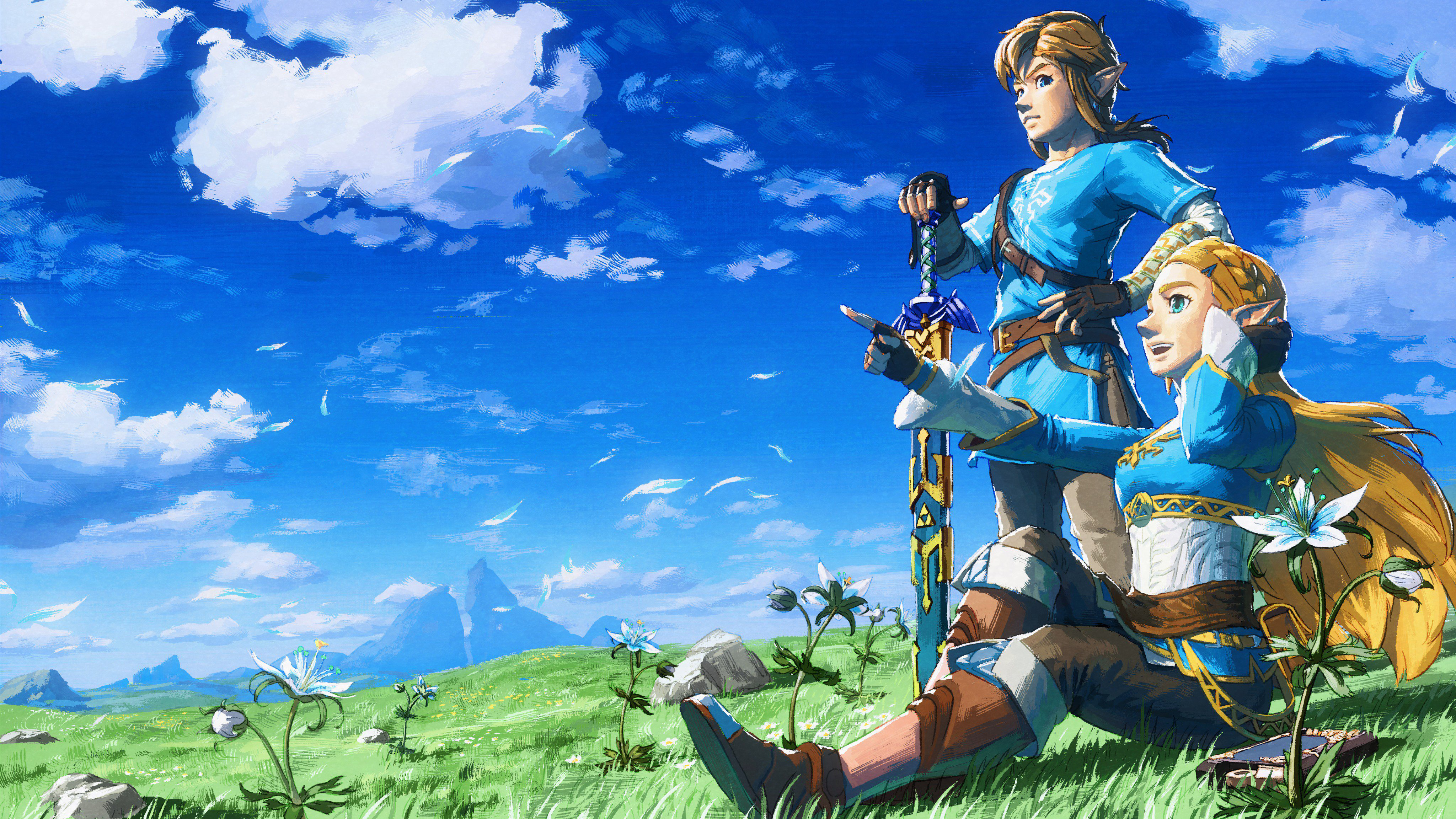 Link and Zelda surveying Hyrule in The Legend of Zelda: Tears of the Kingdom