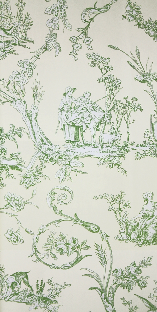 Scenic Toile Wallpaper With Farm Workers Pheasants Stags And Dogs