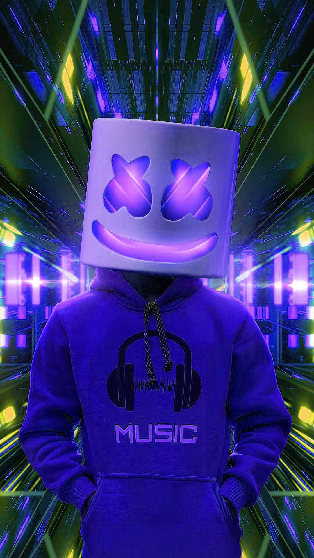 Yellow And Blue Marshmello HD iPhone Wallpaper