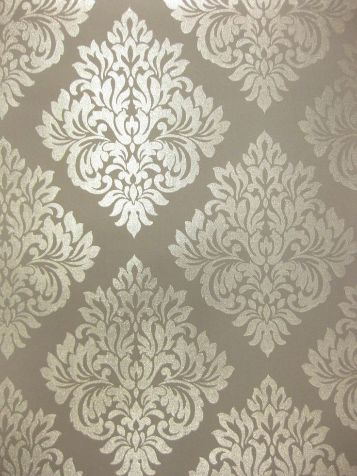 Damask Glitter Sparkle Charcoal Grey Gray Silver Wallpaper