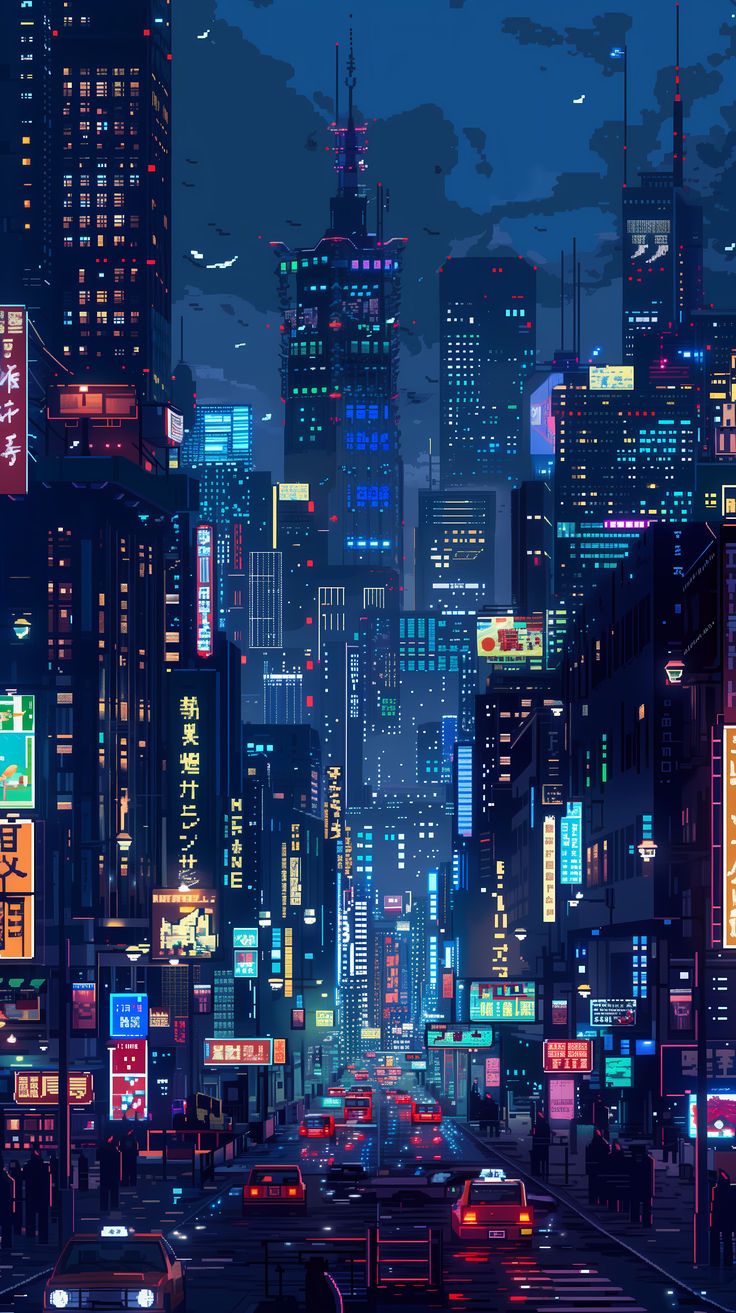 Pixel Art City Wallpaper