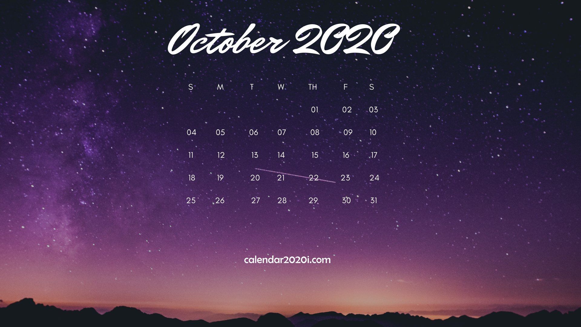 October Calendar Wallpaper Top