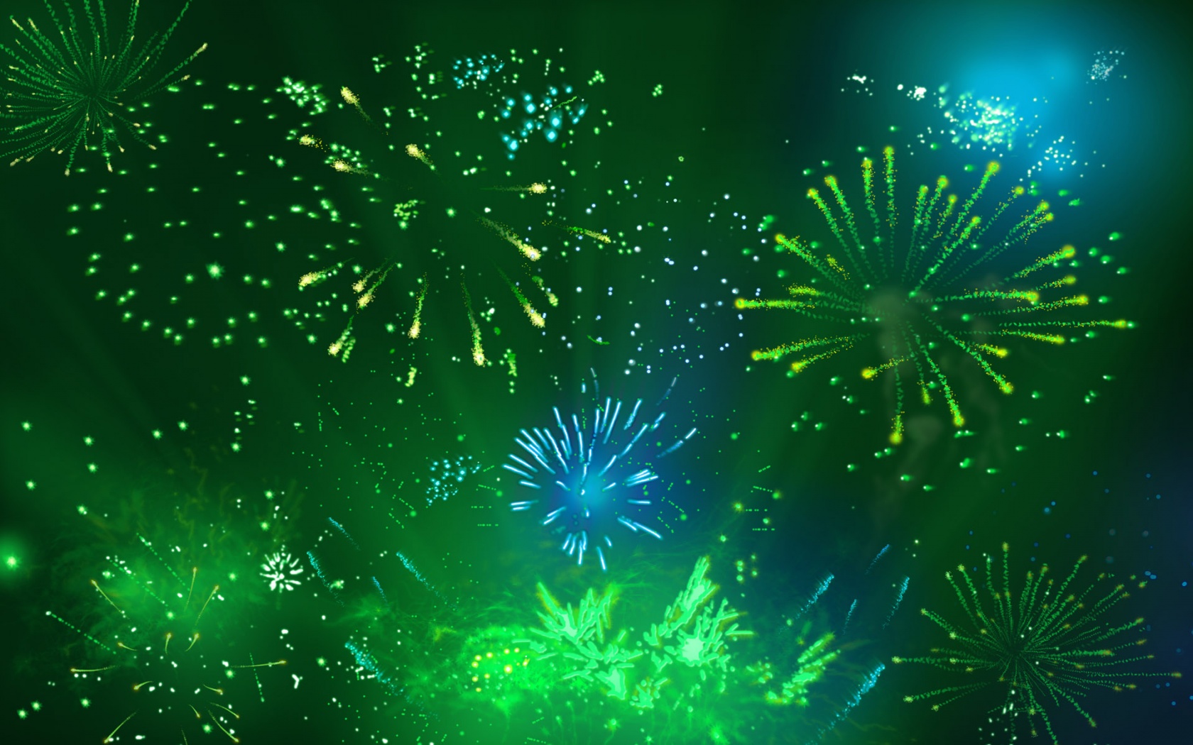 Green Fireworks Wallpaper HD