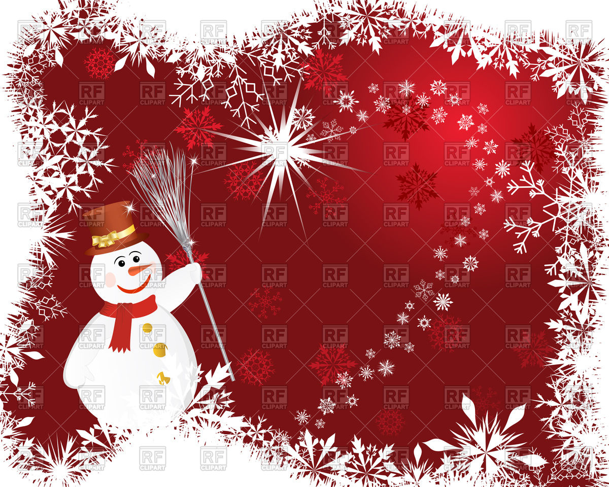 Christmas background with snowflakes and snowman Vector Image of
