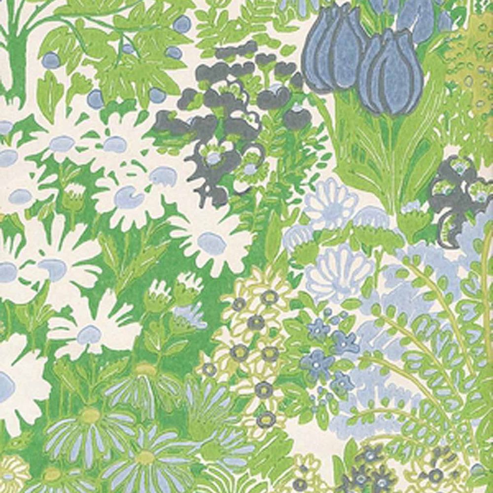Vintage Original Iconic Floral Wallpaper 1970s 1960s Blue Green