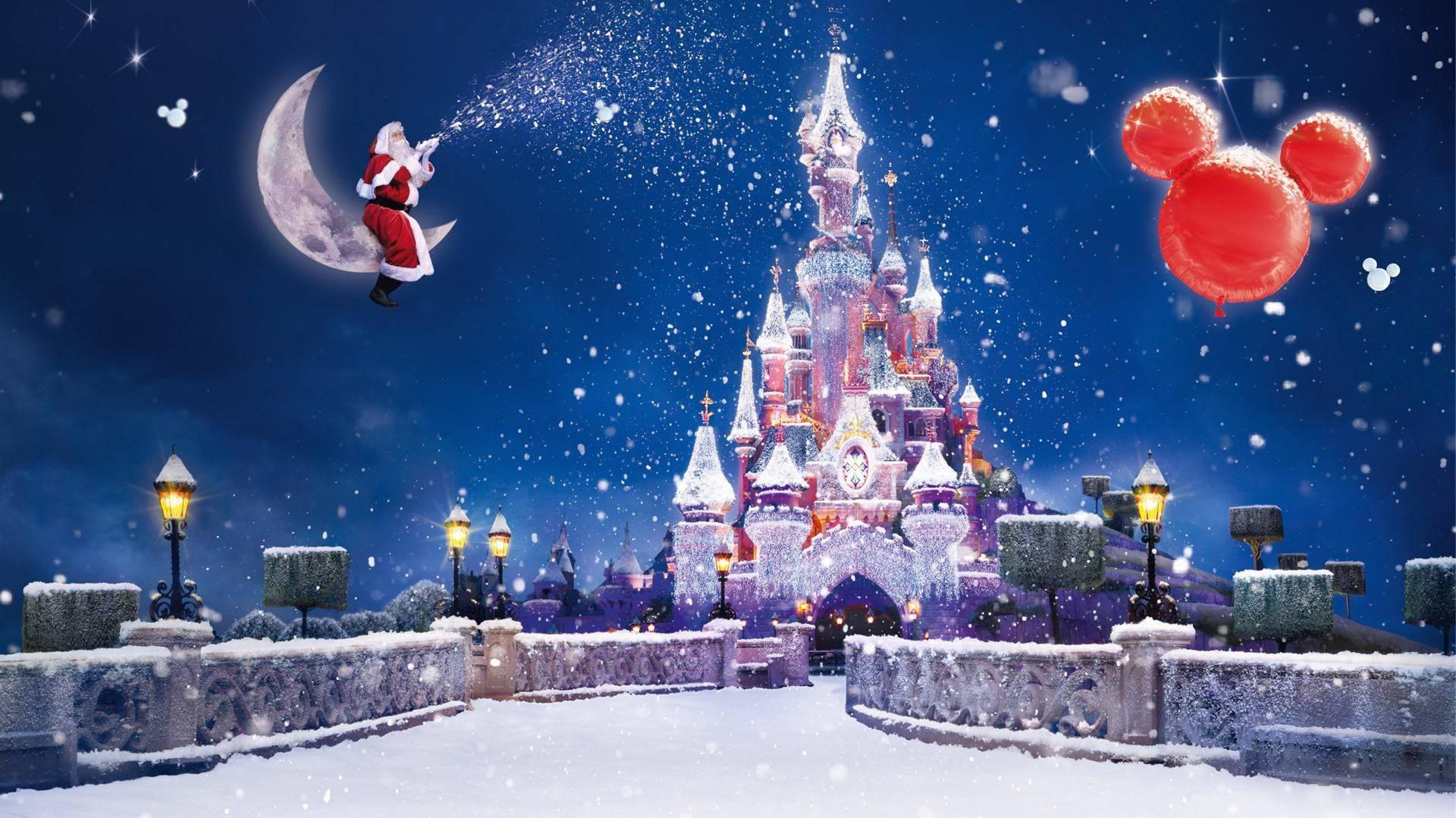 Santa And The Disney Castle Wallpaper