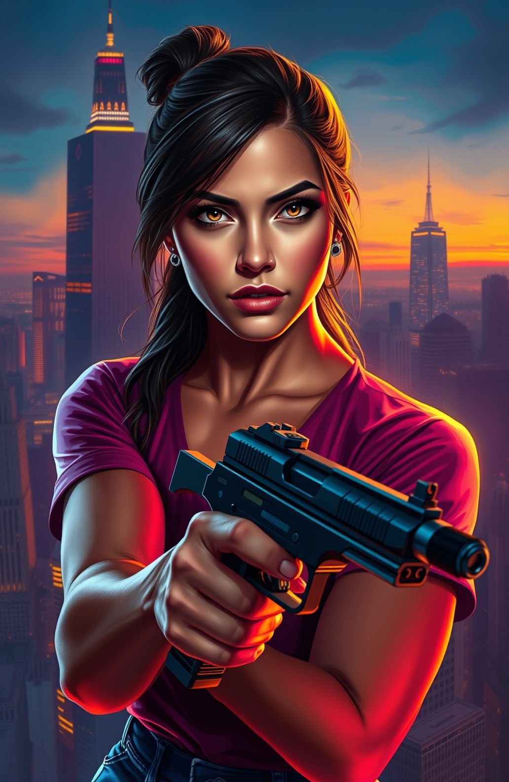 Girl With Gun Wallpaper