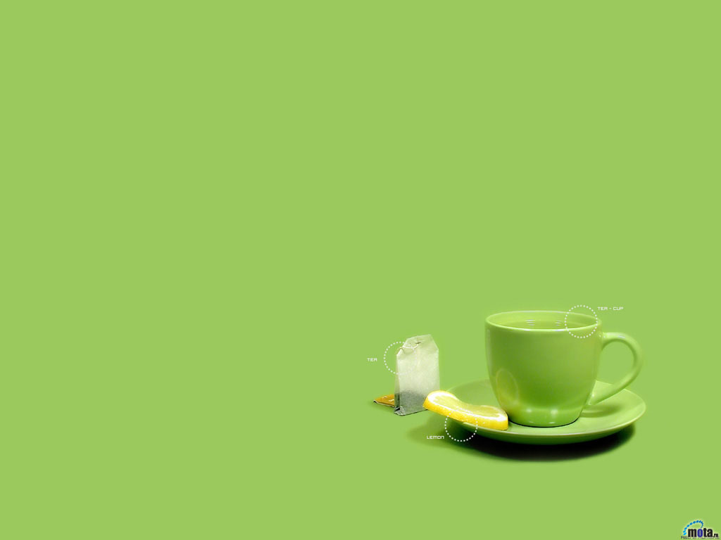 Wallpaper Green Tea Lemon Cup