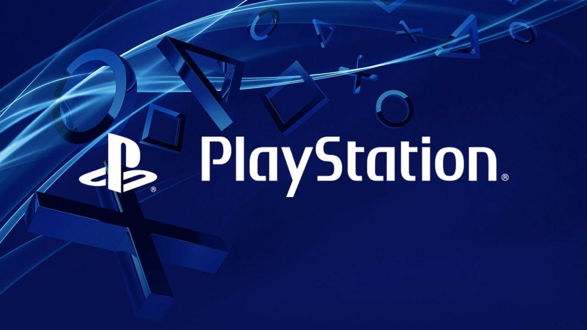 Playstation Console Wallpaper with Dynamic Blue Background and Iconic Symbols