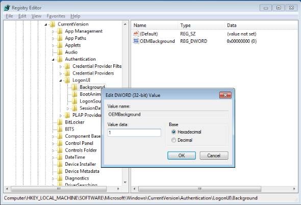 how to change folder story in Windows 7 using registry