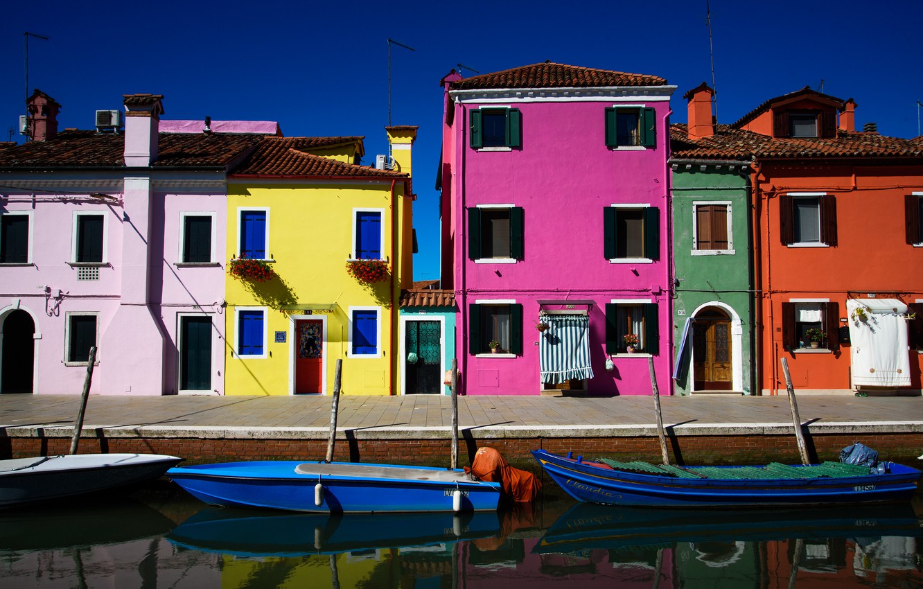 Wallpaper The Sky Boat Home Italy Venice Burano Island Image