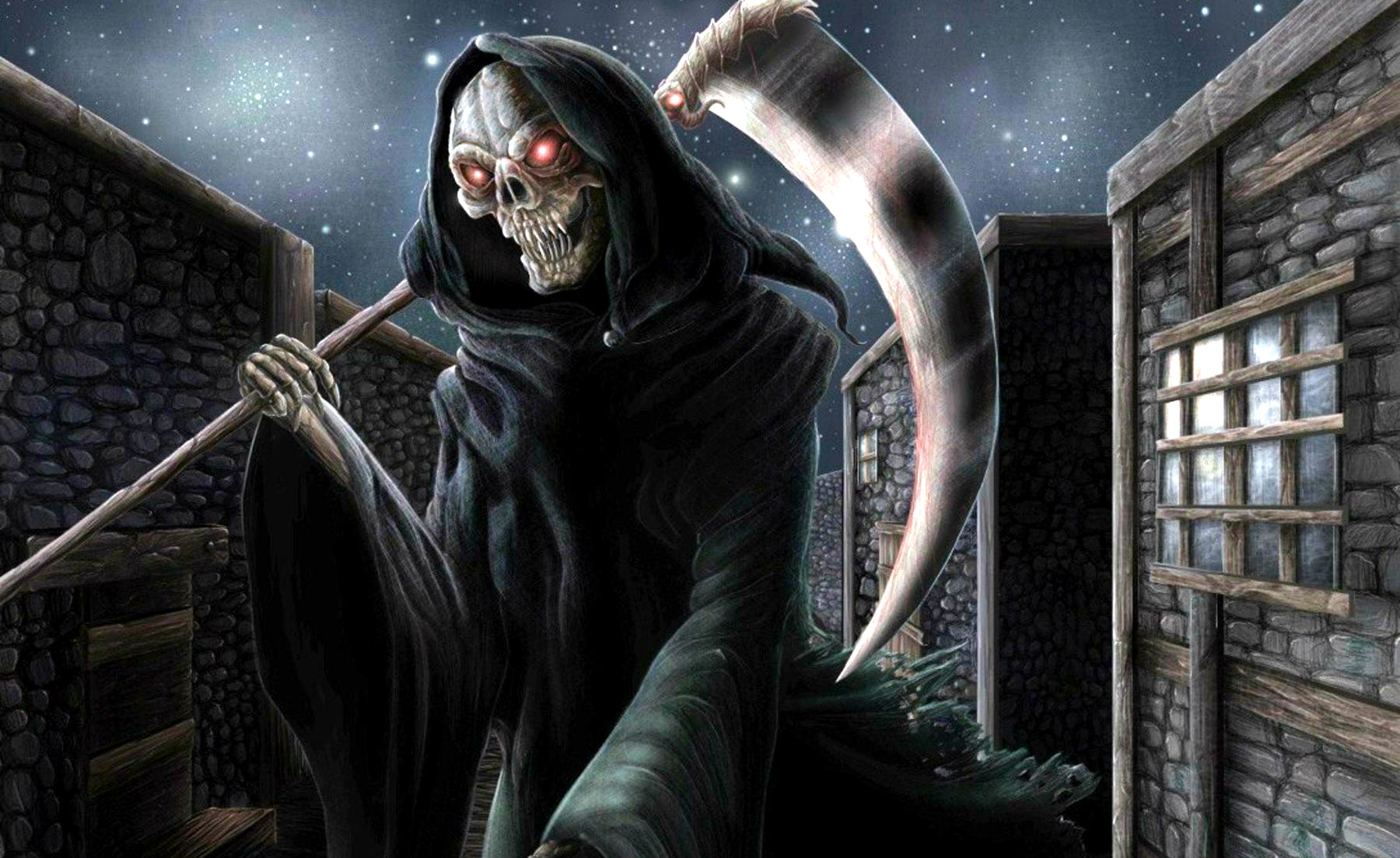 Dark Grim Reaper Horror Skeletons Skull Creepy R Wallpaper