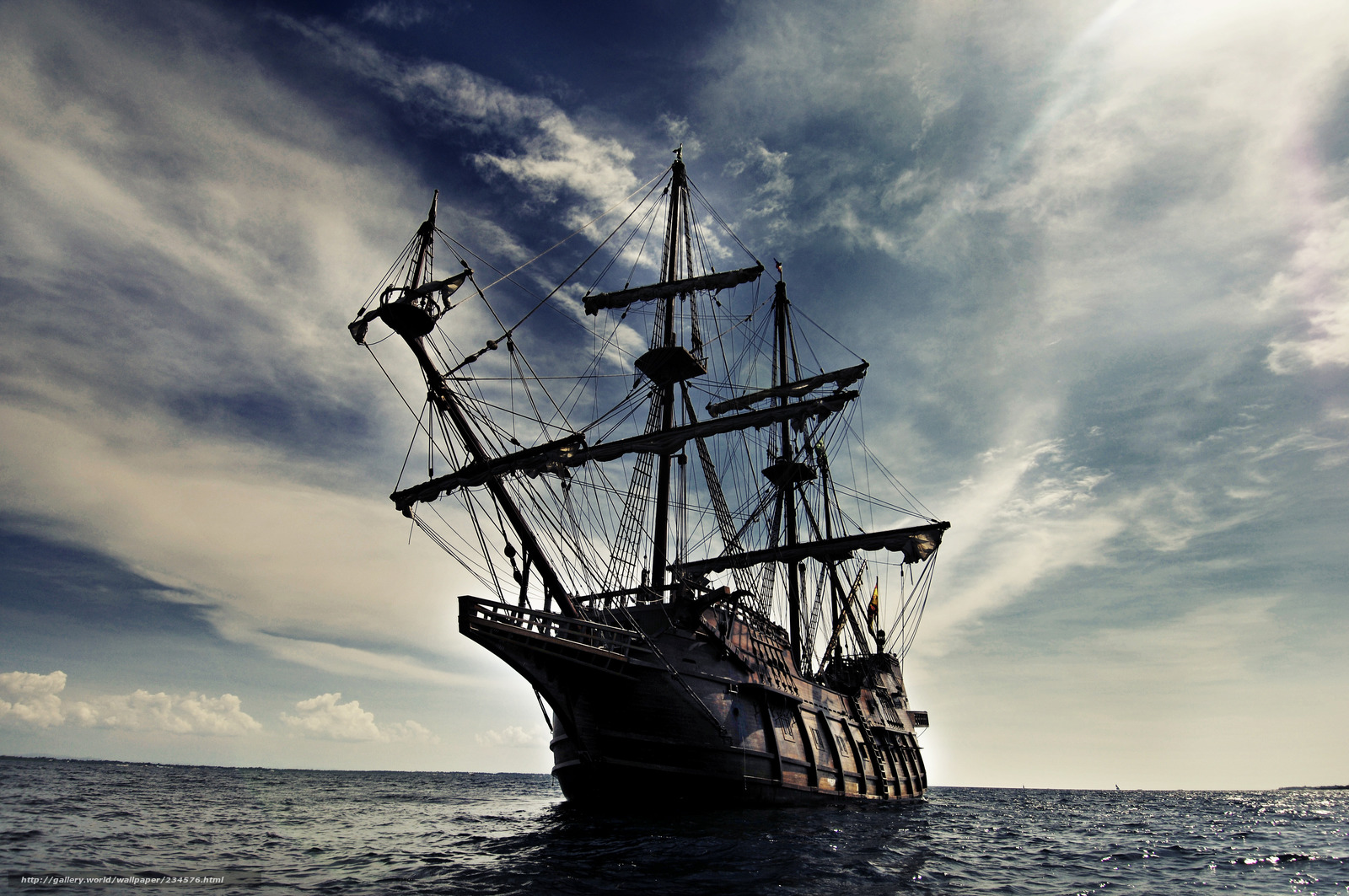 Wallpaper Ship Galleon Sailing Sea Desktop