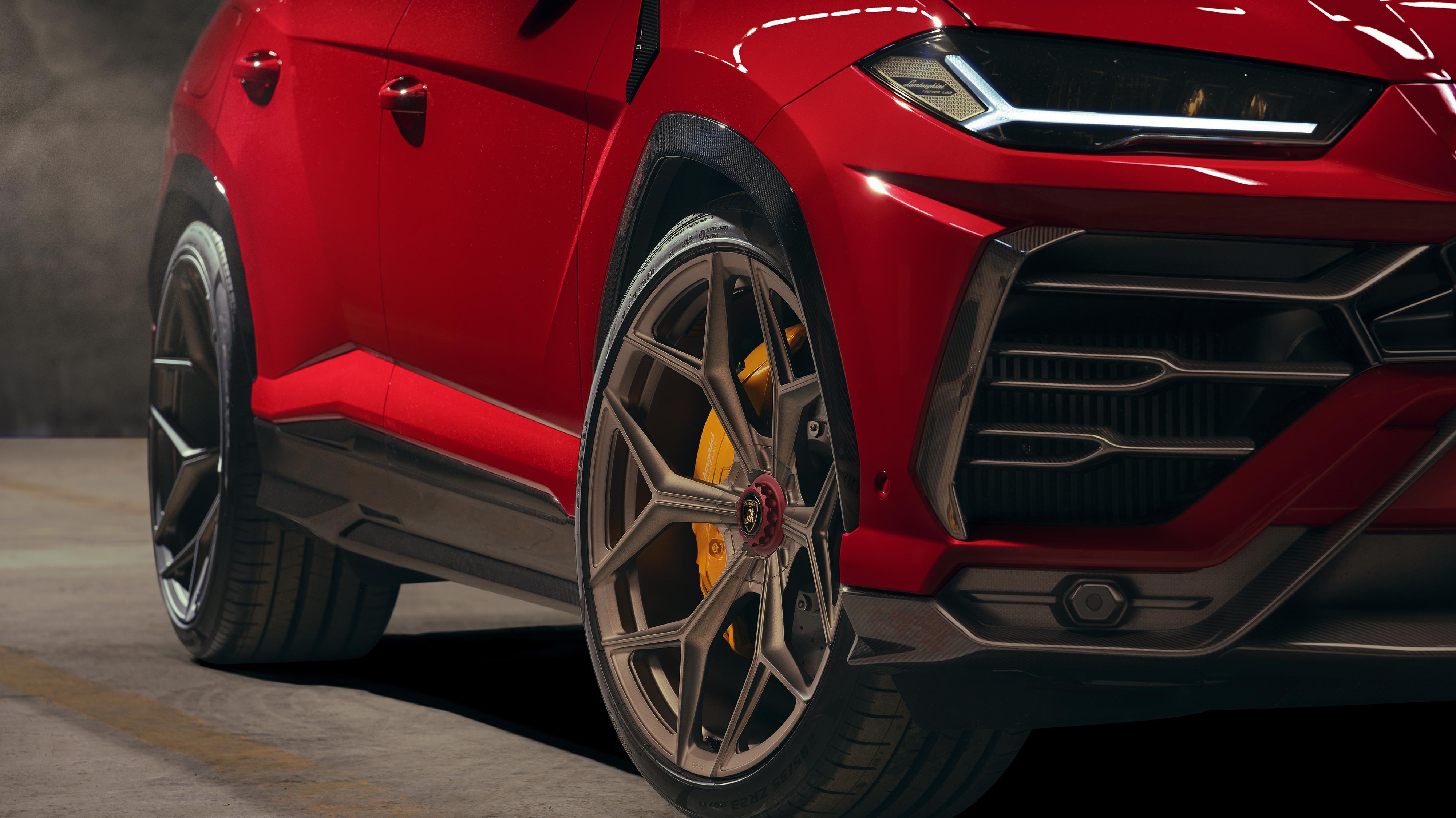Wheels Of The Red Car Lamborghini Urus Desktop Wallpaper