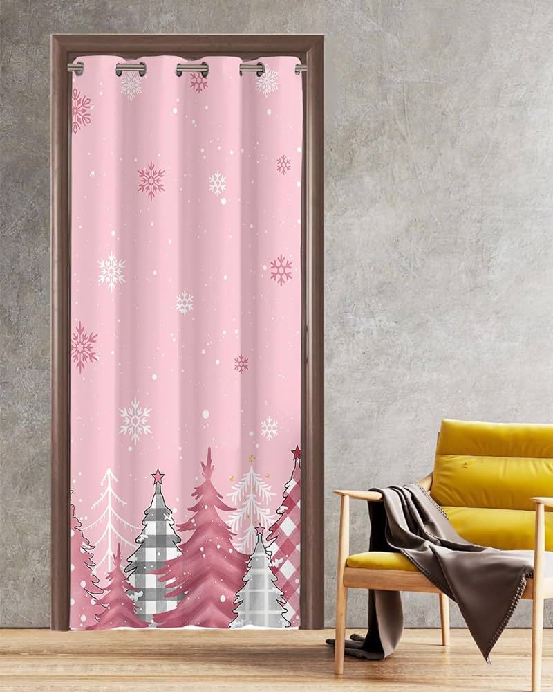 Amazoncom Pink Tree Christmas Doorway Curtains Blackout Door