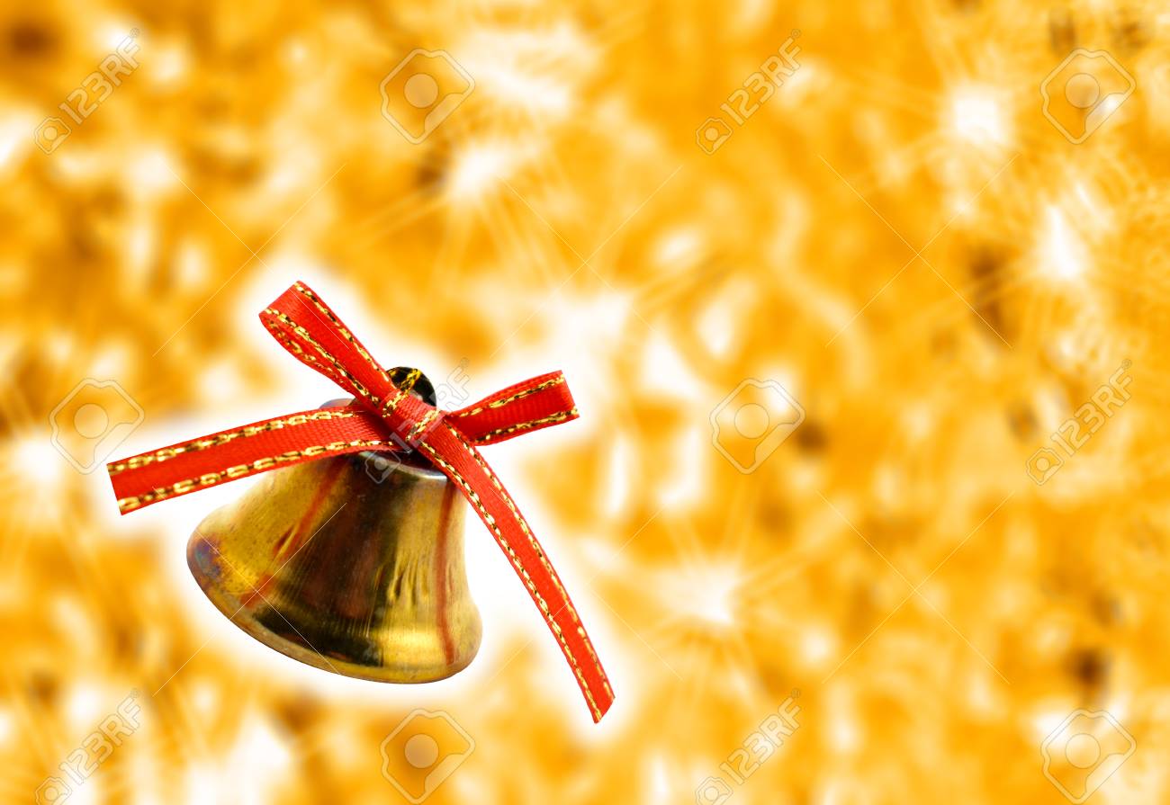 Bell On A Golden Background Stock Image Glossy Yellow