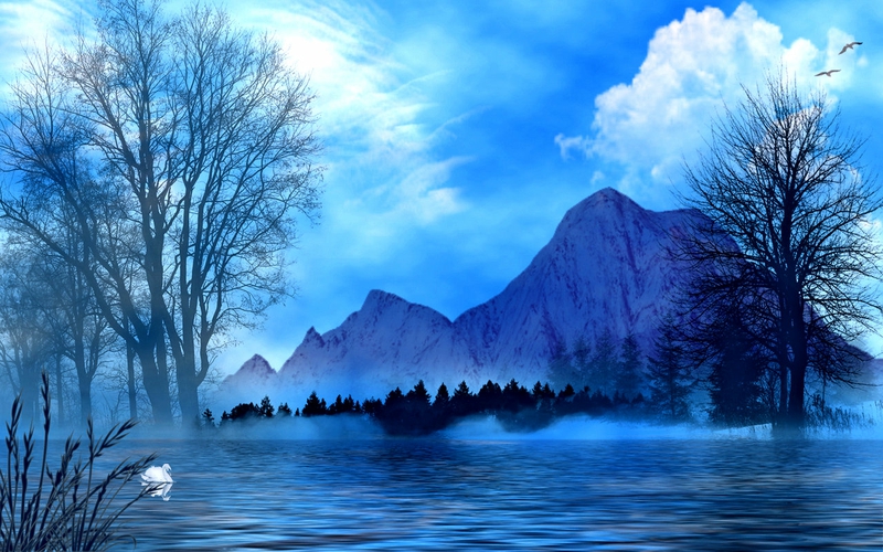 BLUE CLOUDS MORNING MIST Nature Sky HD Desktop Wallpaper