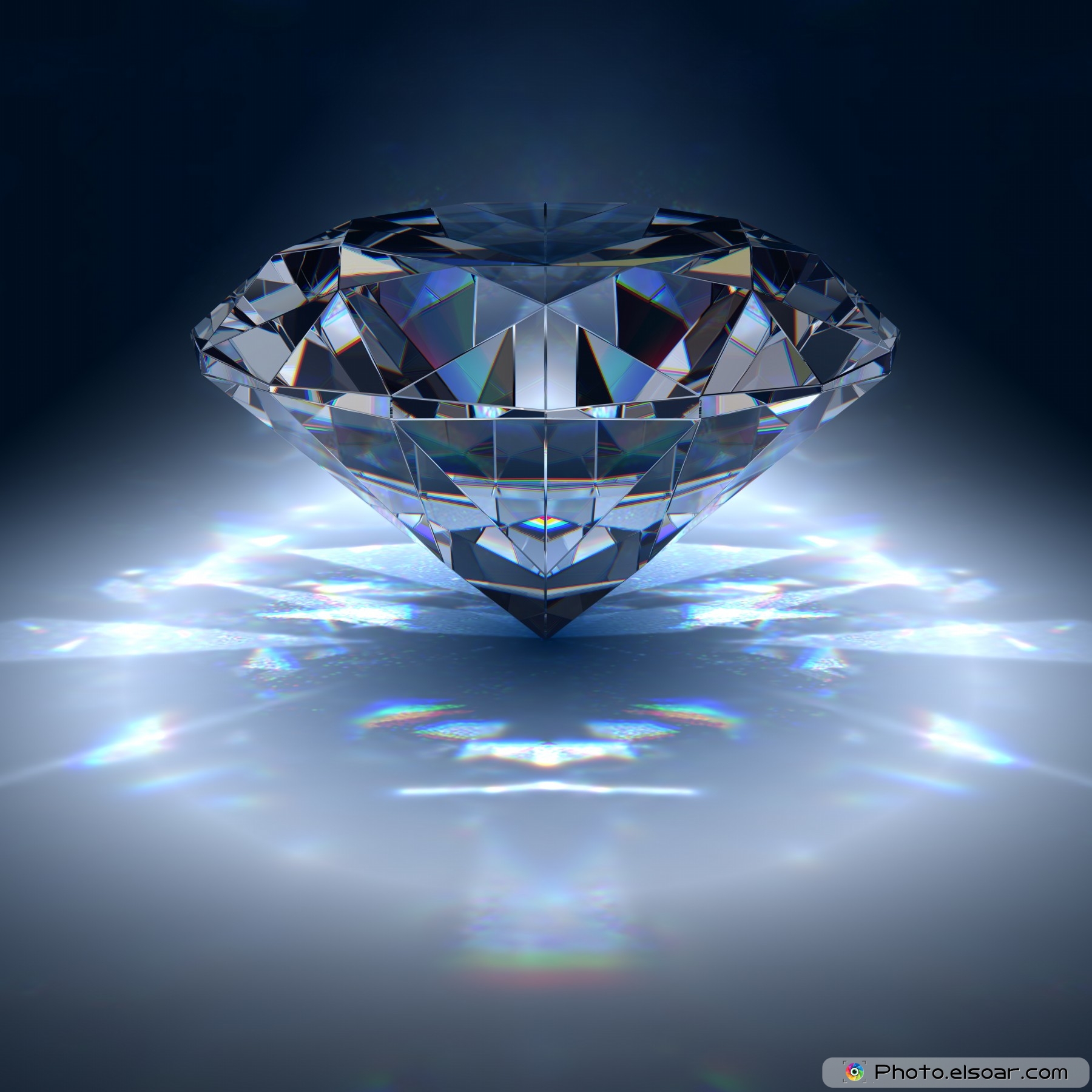 Diamond Jewel On Blue Background