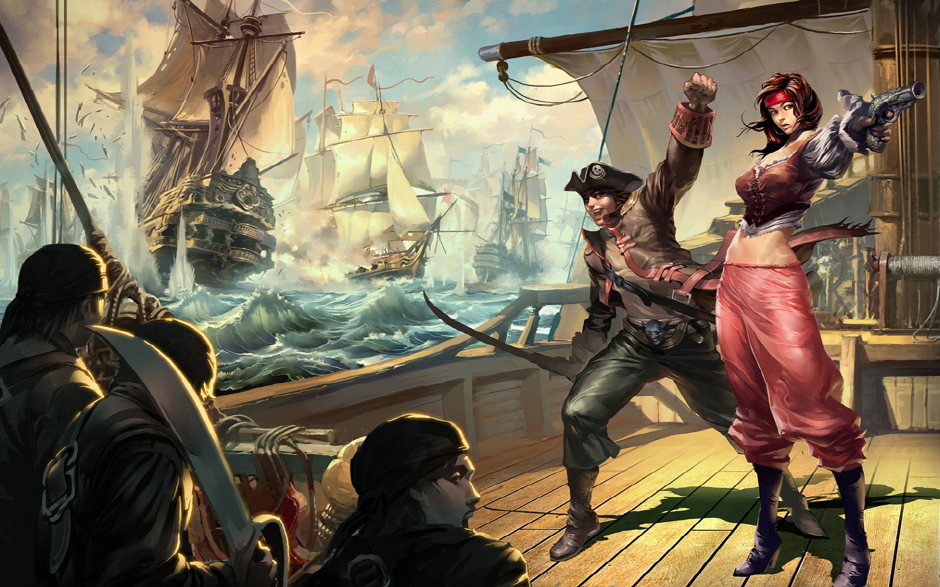 Download Wallpaper Fantasy Art Pirates   1920x1200