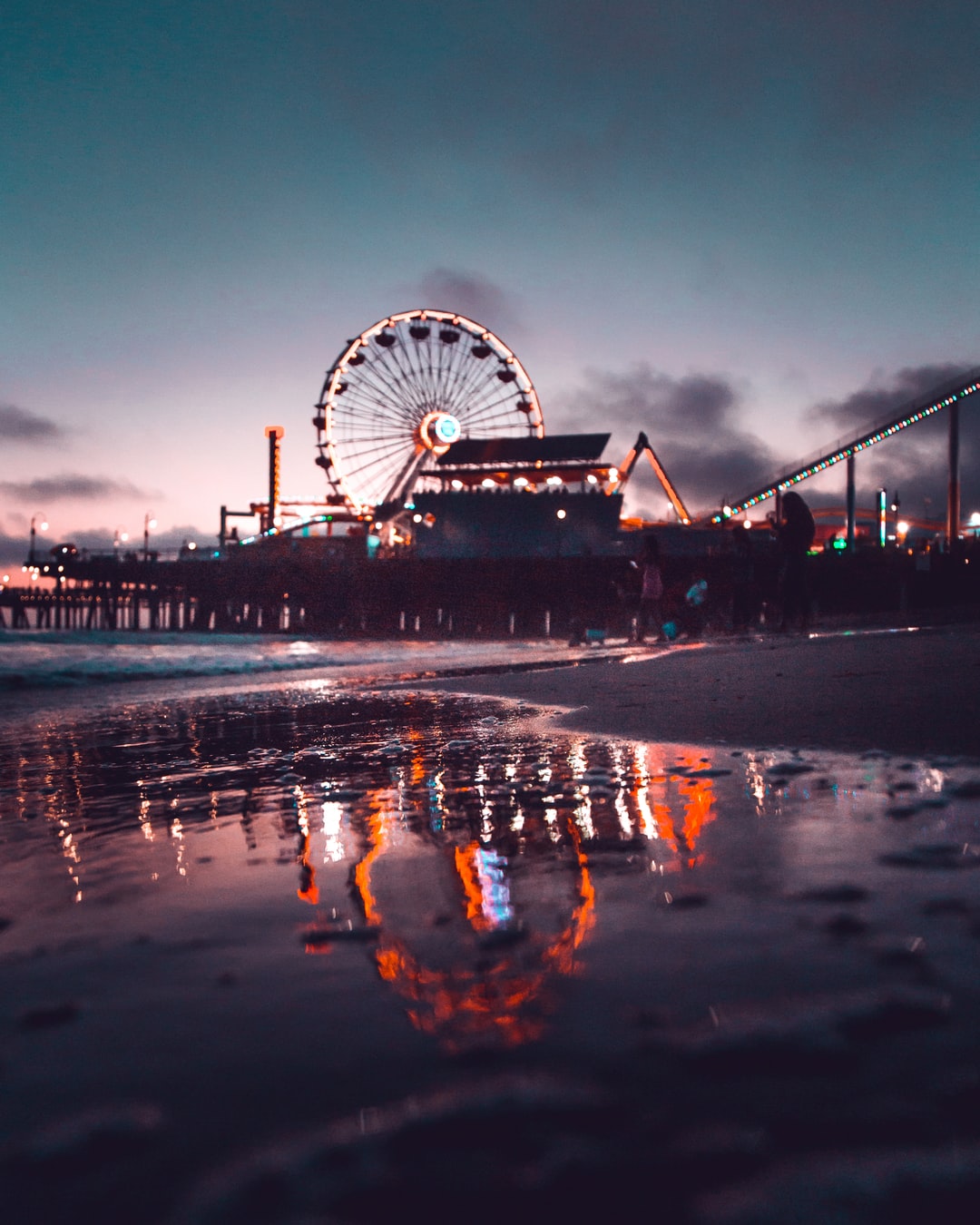 Ferris Wheel During Golden Hour Photo Santa Monica Image On