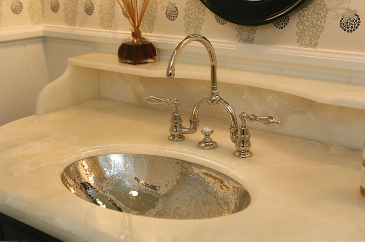 Hammered metal sink stone bathroom vanity countertop polished chrome