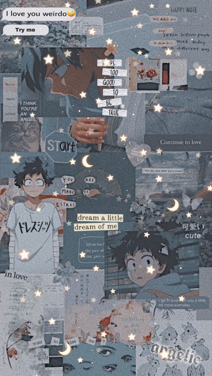 Midoriya Izuku Deku Gray Collage Background