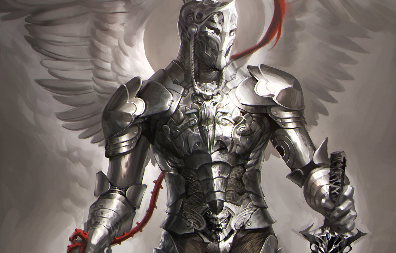 Wallpaper Weapons Wings Angel Sword Armor Art Knight