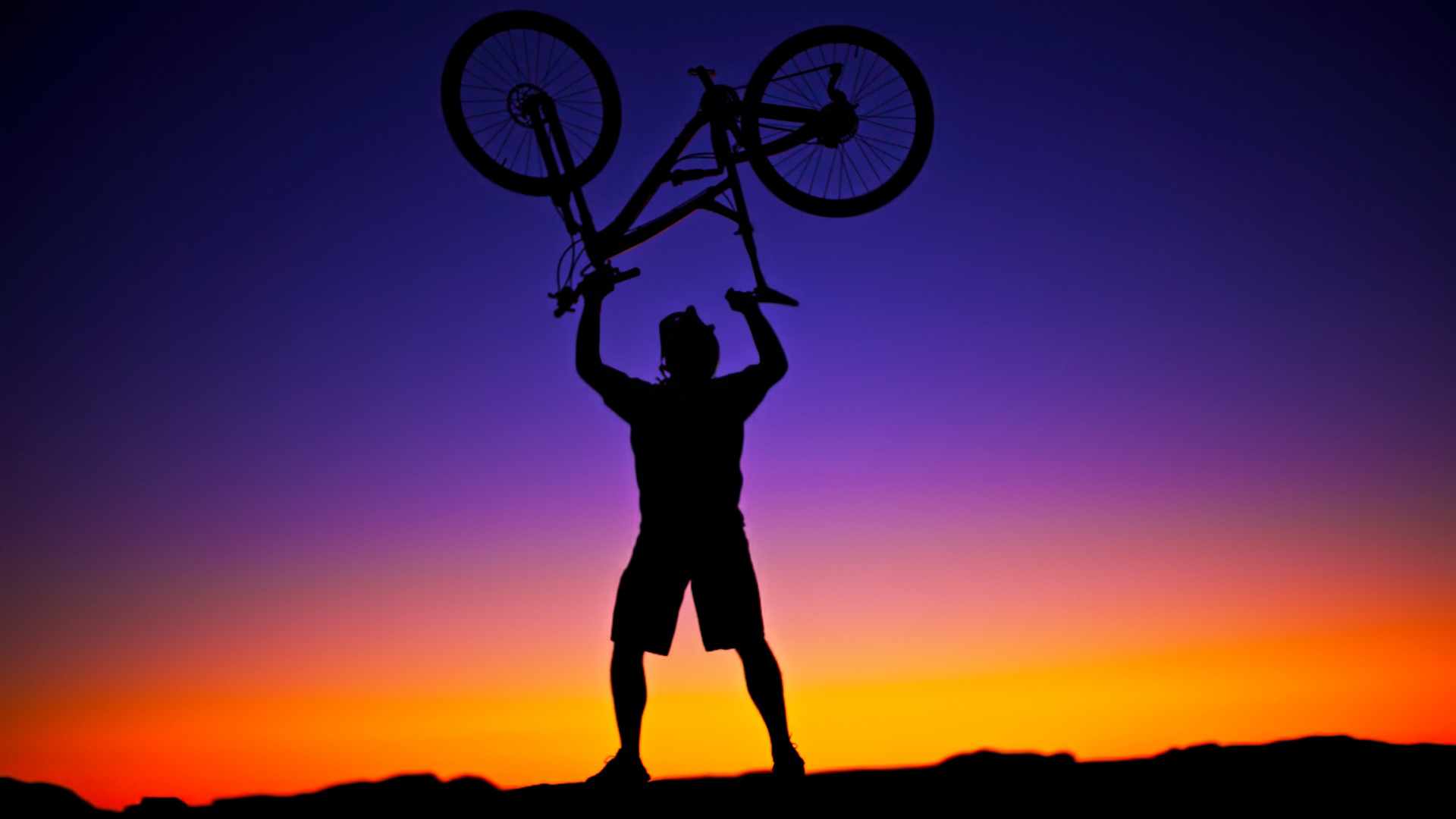 Wallpaper Bicycle Silhouette Cyclist Victory