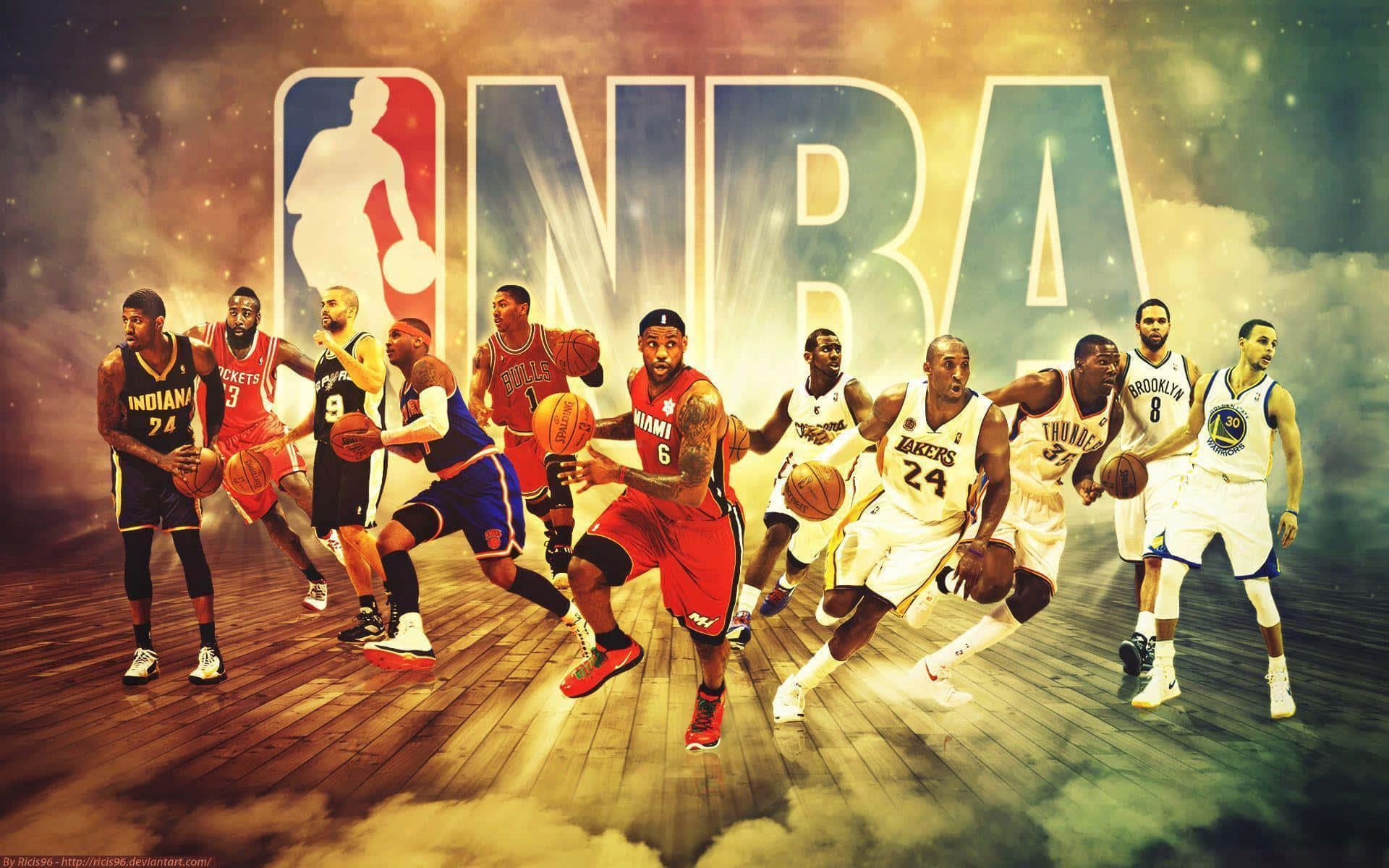 NBA Stars Collage featuring LeBron James, Stephen Curry, and other prominent players