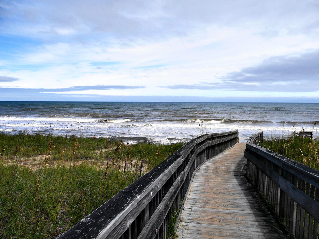 North Carolina Boardwalk To Beach By Maggiesdaisy