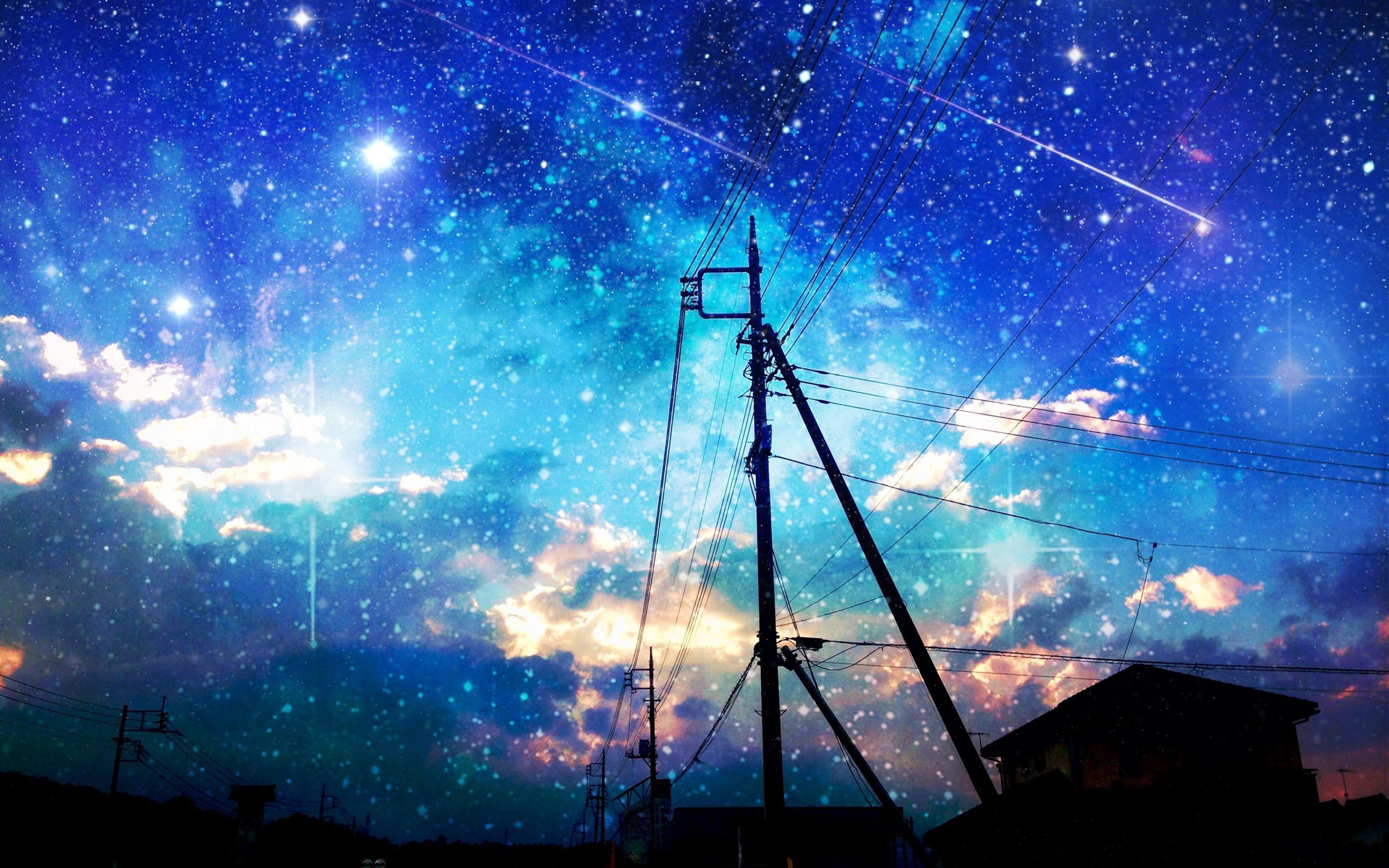 Starry sky over the city wallpaper 19467 1920x1200