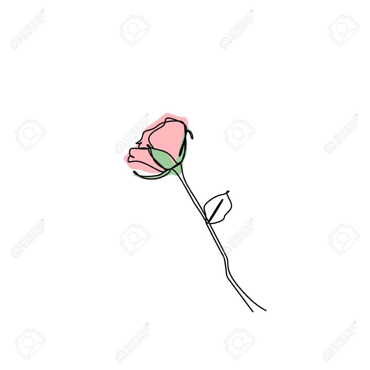 Single Continuous Line Drawing Of Rose Flower Minimalist Design