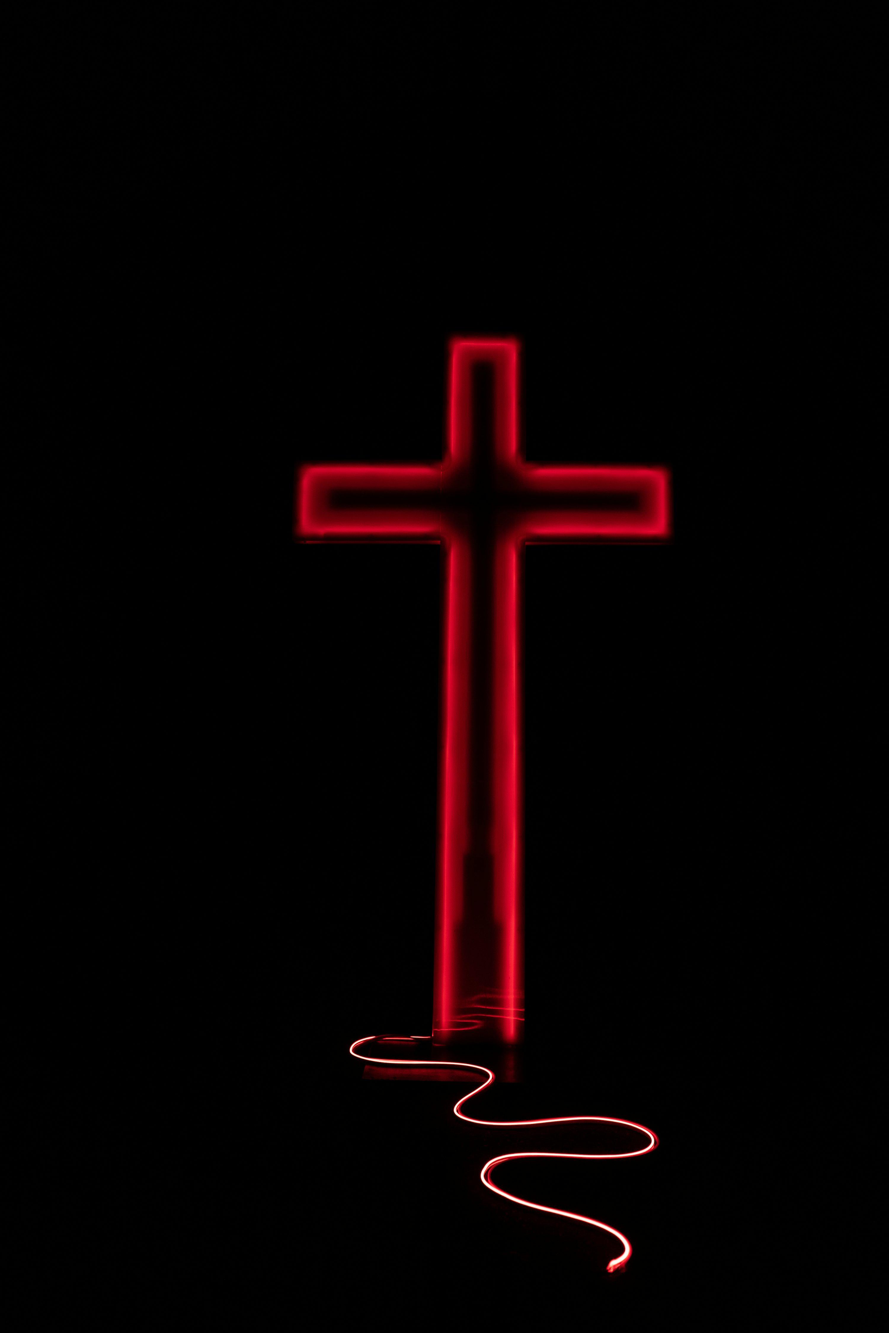 Red Cross With Black Background Photo Image