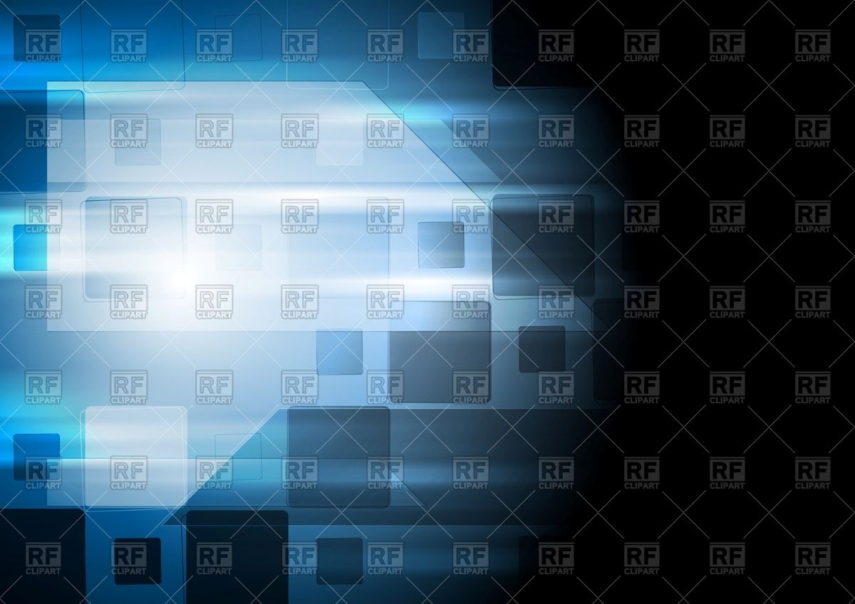 Bright Blue And Black Futuristic Tech Background With Squares