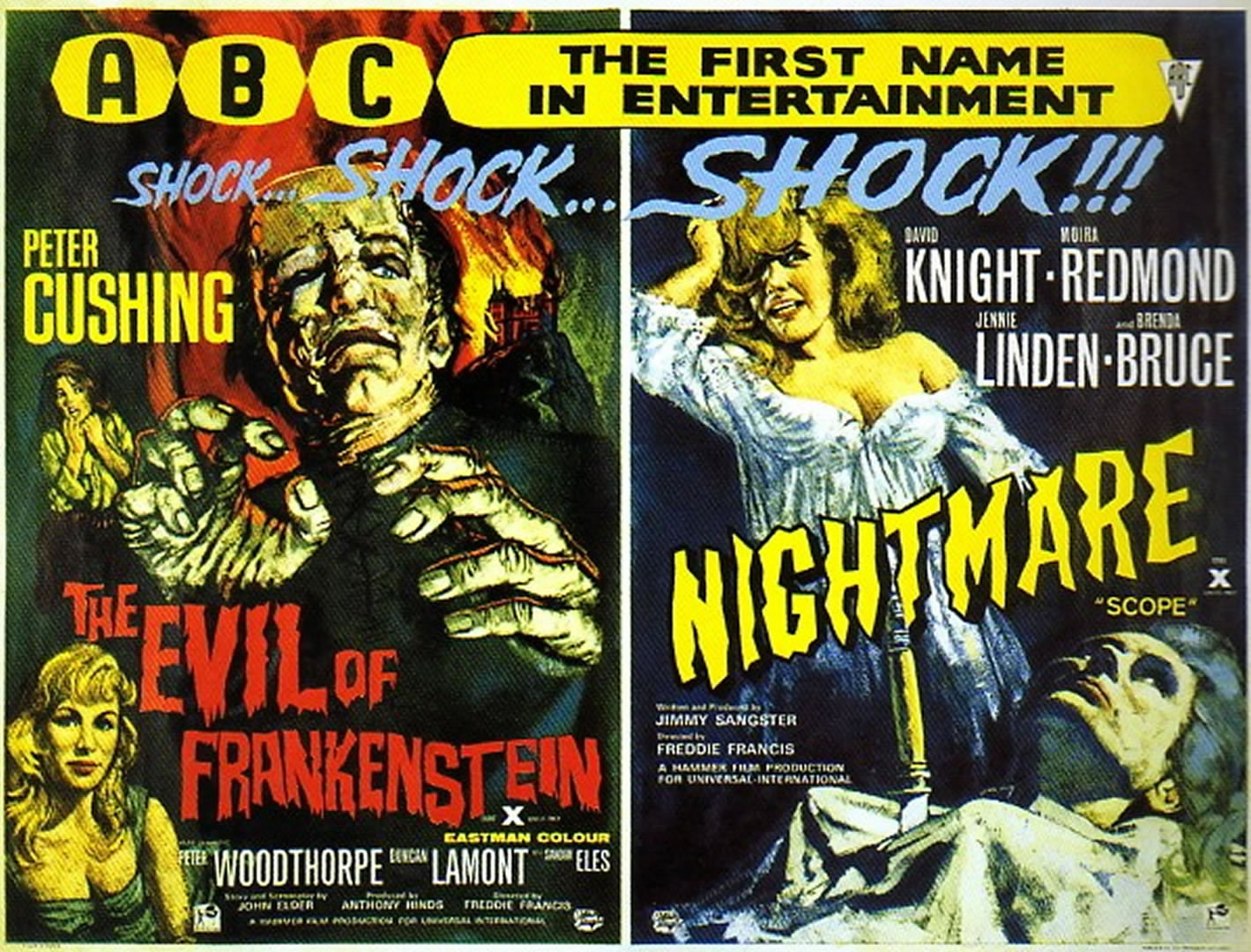 Hammer Horror The Evil Of Frankenstein And Nightmare Abc Double Bill