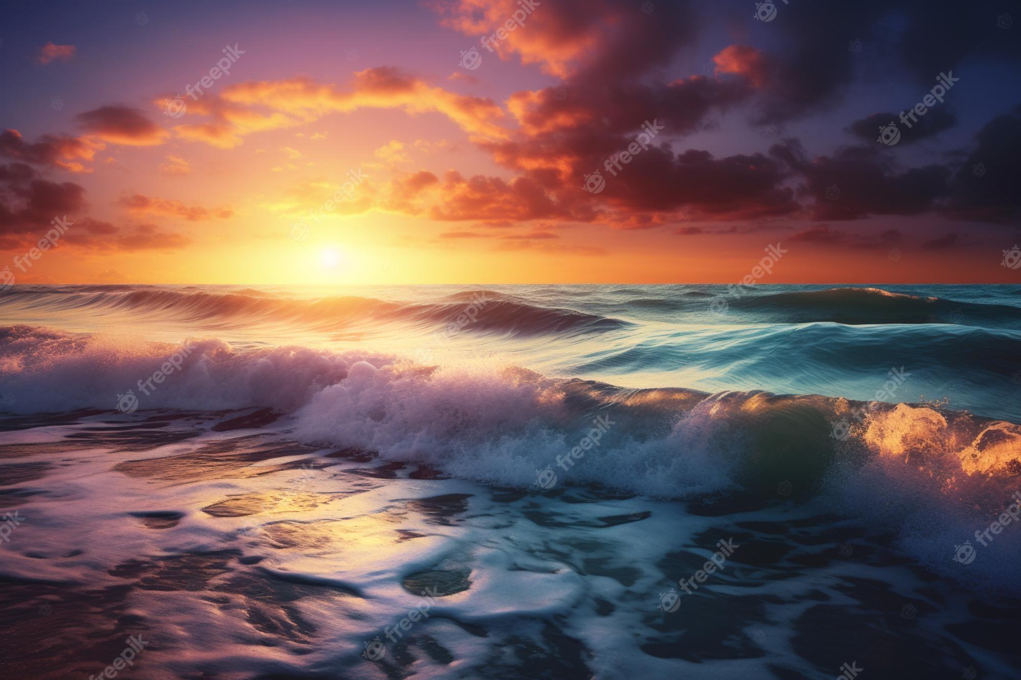 Premium Photo Beautiful landscape with colorful ocean wave sea