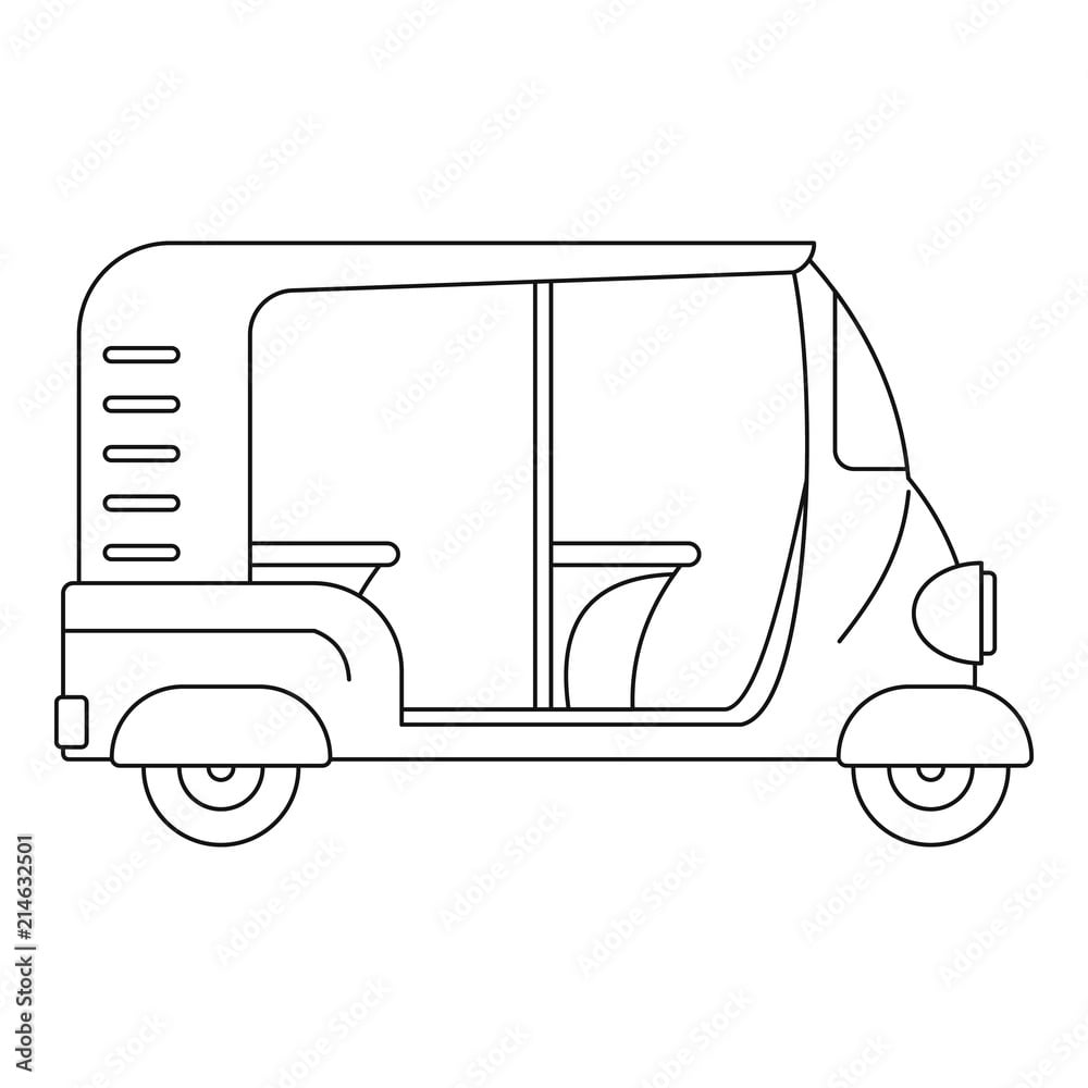 Indian rickshaw icon Outline illustration of indian rickshaw