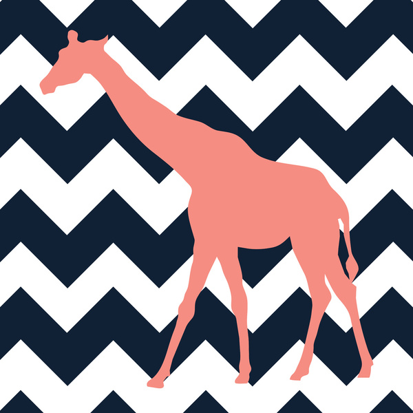 Giraffe On Chevron Background Art Print By Gathered Nest Designs