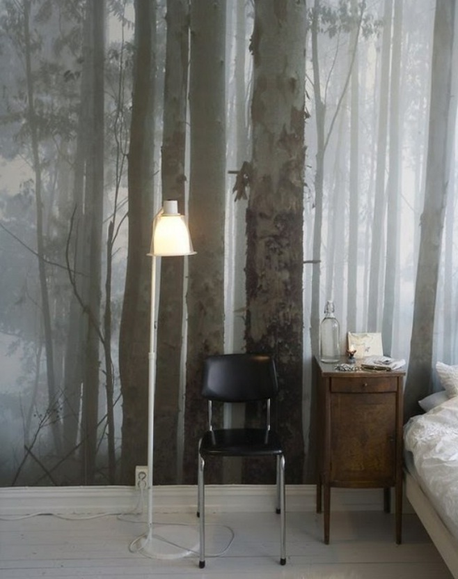 Ideas Wall Decor Design with Forest Wallpaper   nijihomedesign