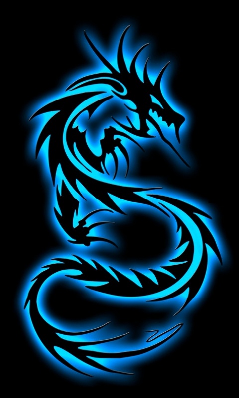 Cell Phone Wallpaper Dragon Azul Neon